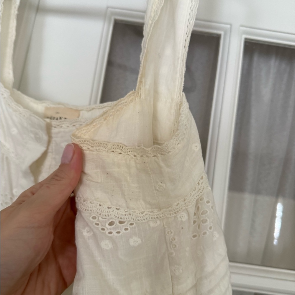 Sezane White 100% Cotton Eyelet Button-Front Sundress - Picture 7 of 10